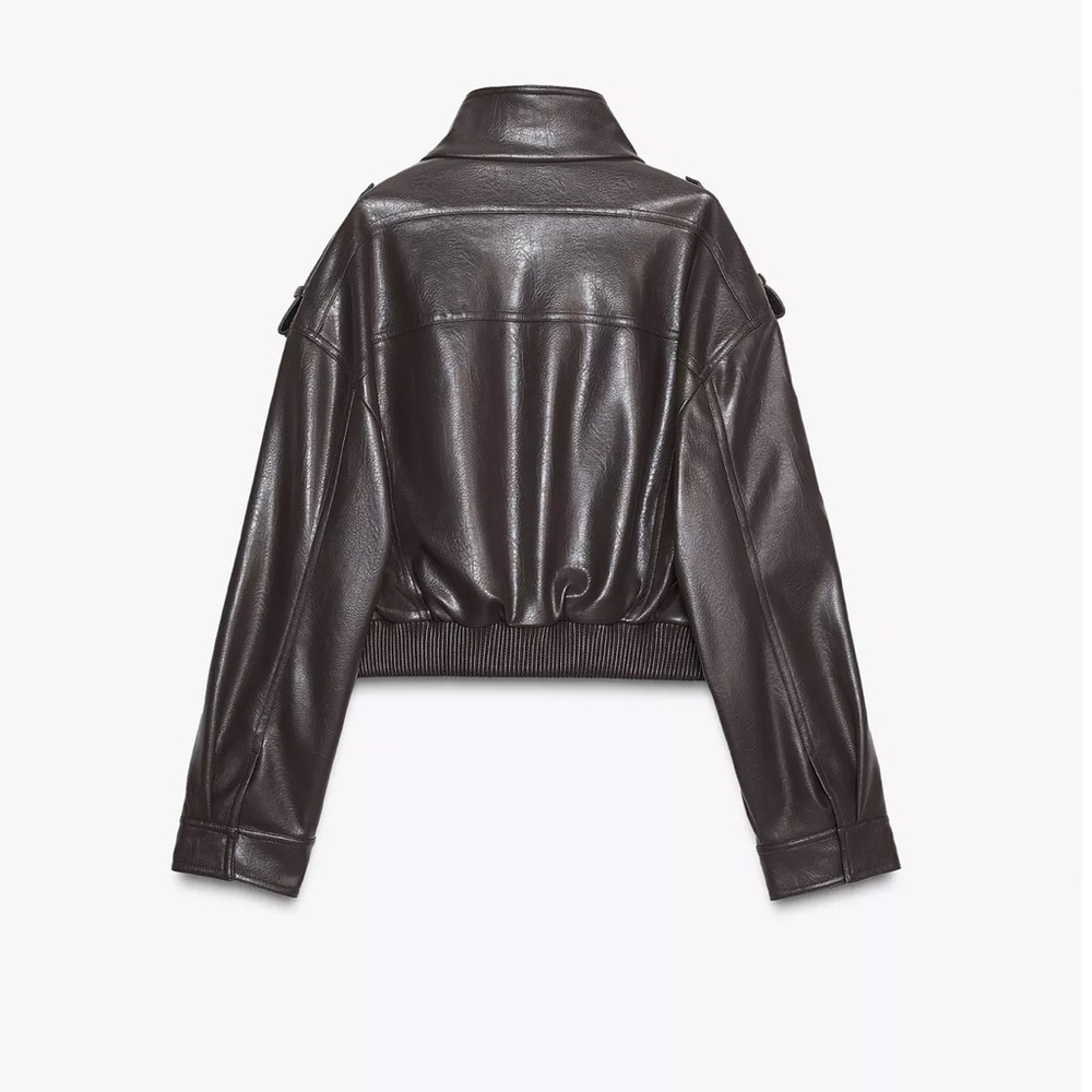Zara FAUX LEATHER CROPPED JACKET - Picture 5 of 7